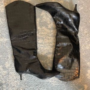 Schutz Maryana Lo Crocodile-Embossed Leather Boot